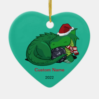 D20 Ornement en céramique Dragon Vert