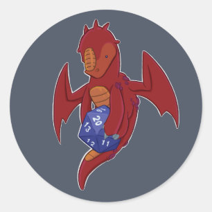 D20 Red Dragon Classic Round Sticker