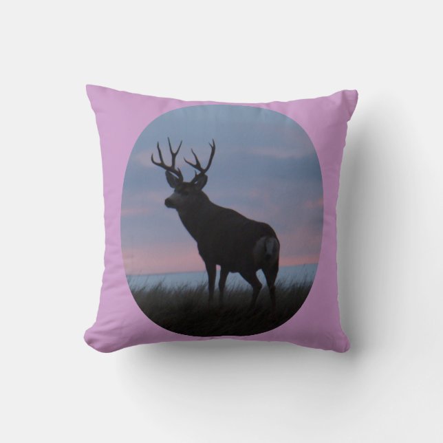 D22 Mule Deer Buck Sunrise Buck Throw Pillow (Front)
