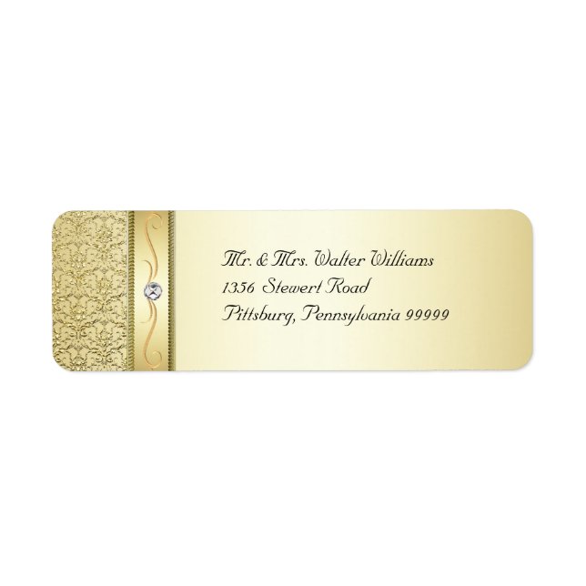 D2 Elegant Gold Damask Diamond Étiquette (Devant)