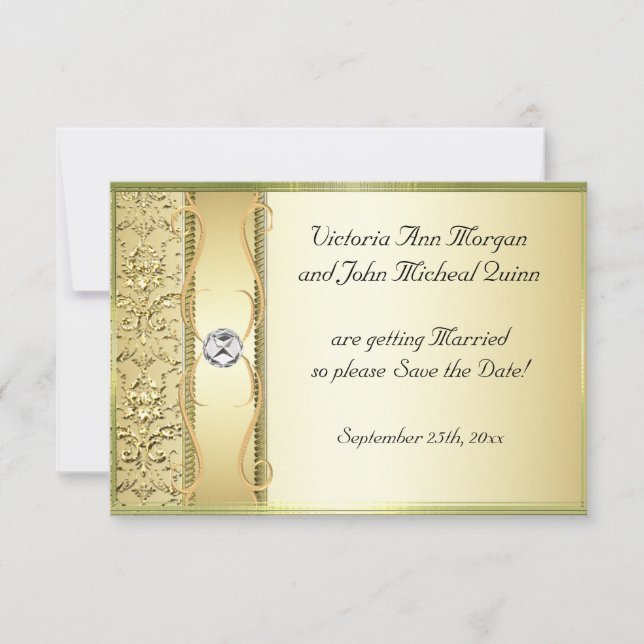 D2 Gold sur Gold Damask Enregistrer la carte Date (Devant)