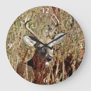 D31 White-tailed Deer in the Weeds Large Clock