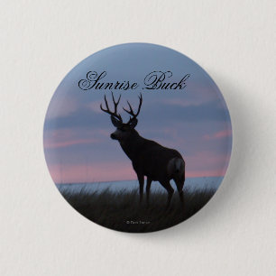D3 Mule Deer Buck Sunrise Buck 2 Inch Round Button