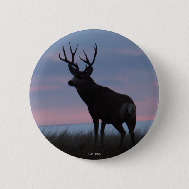 D3 Mule Deer Sunrise Buck 2 Inch Round Button (Front)