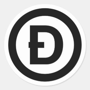 D avec un autocollant rond de Dogecoin de barre