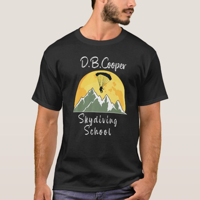 D B Coopers Skydiving School Retro Sunset Moon T-Shirt (Front)