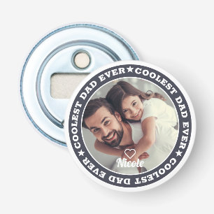 D' Best Dad Ever Modern Custom Photo Bottle Opener