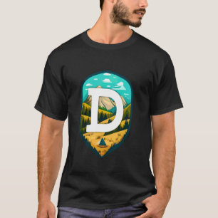 D Big Letter Mountain Camping T-Shirt