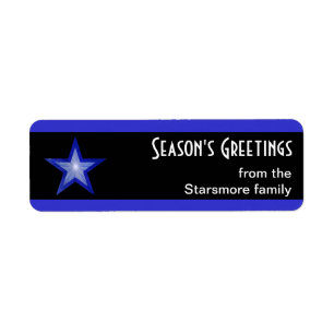 D Blue Star stripe Season's Greetings small black