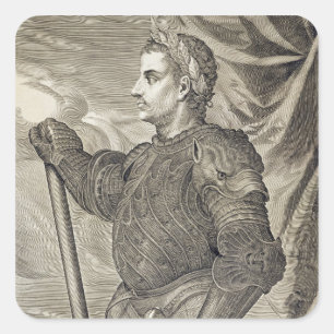 D. Claudius Caesar Emperor of Rome from 41 - 54 AD Square Sticker