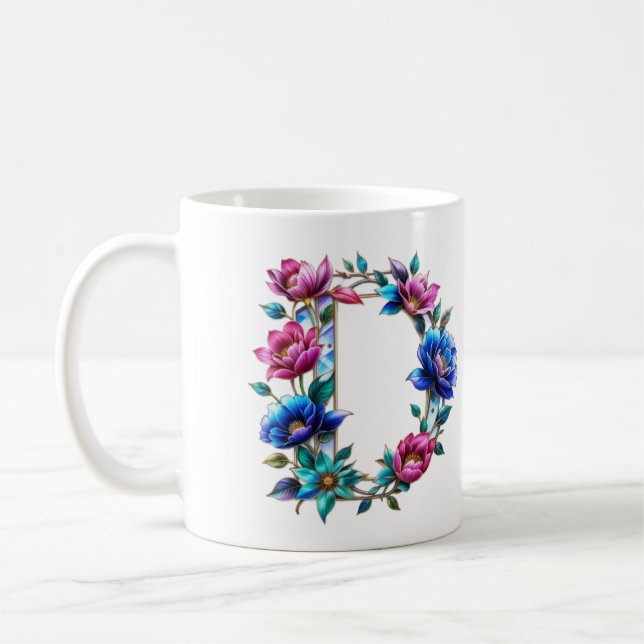D Coffee Mug – Floral Design for Gifting (Left)