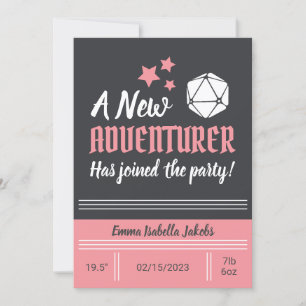 D&D Baby Birth Announcement Pink Girl