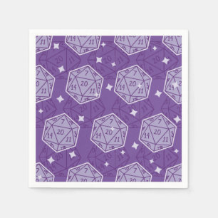D&D Birthday Party Purple D20 Dice Paper Napkin