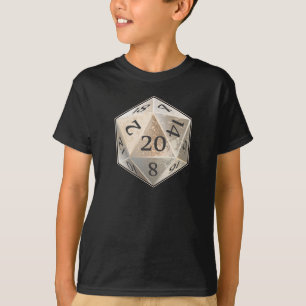 D&D d20 Ivory and Black BONE die T-Shirt