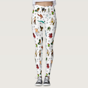 D&D Dungeons and Dragons Dice and creatures Leggings