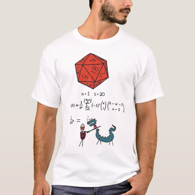 D&D Probability Math - 1/20 Squared Equals Dead Dr T-Shirt (Front)