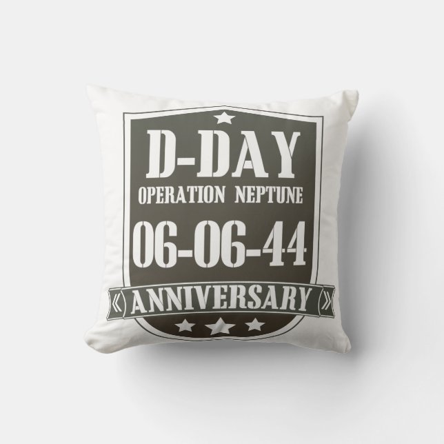 D-Day Anniversary Badge Throw Pillow (Front)