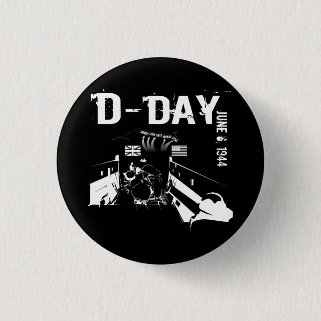 D-DAY June 6, 1944 1 Inch Round Button (Front)
