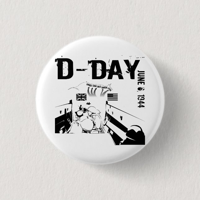 D-DAY June 6, 1944 1 Inch Round Button (Front)