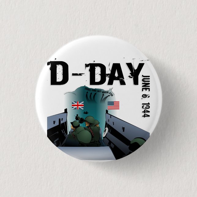 D-DAY June 6, 1944 1 Inch Round Button (Front)