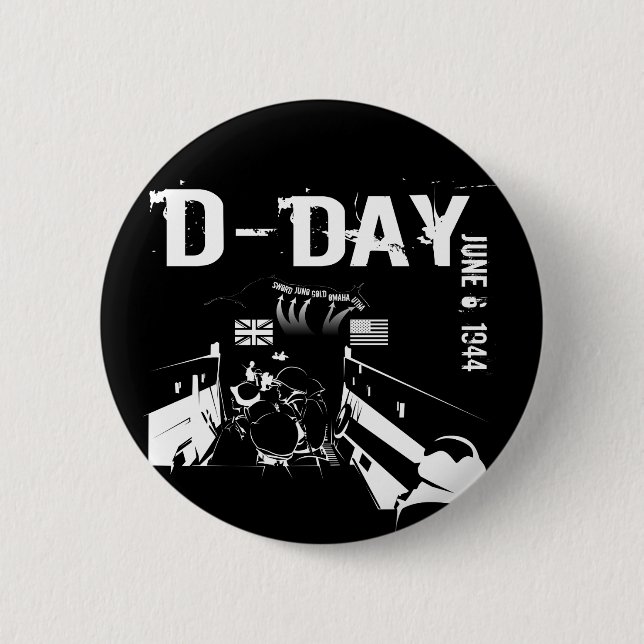 D-DAY June 6, 1944 2 Inch Round Button (Front)