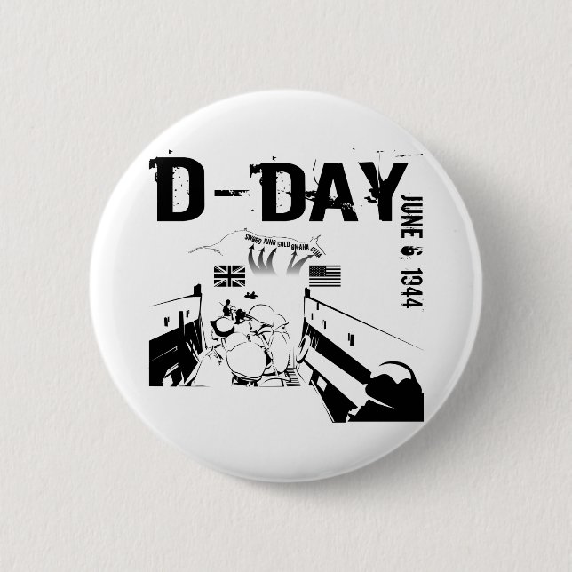 D-DAY June 6, 1944 2 Inch Round Button (Front)