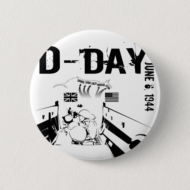 D-DAY June 6, 1944 2 Inch Round Button (Front)