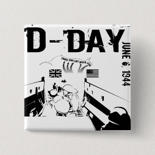 D-DAY June 6, 1944 2 Inch Square Button