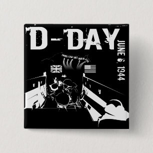 D-DAY June 6, 1944 2 Inch Square Button
