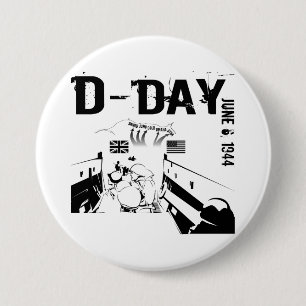 D-DAY June 6, 1944 3 Inch Round Button