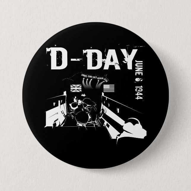 D-DAY June 6, 1944 3 Inch Round Button (Front)