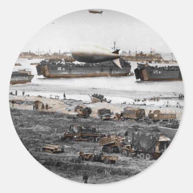 D-Day Landings Assorted Images Classic Round Sticker (Front)