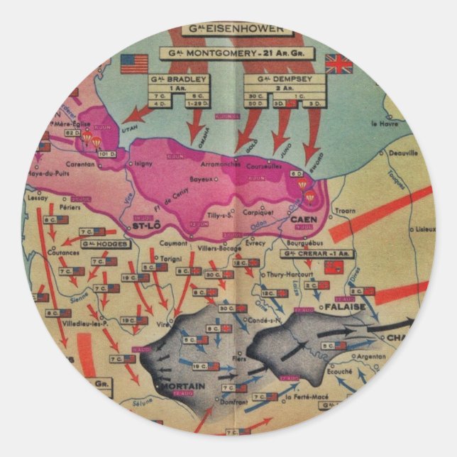 D-Day Landings Assorted Images Classic Round Sticker (Front)