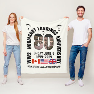 D-DAY NORMANDY LANDINGS WW2 80th Anniversary Fleece Blanket