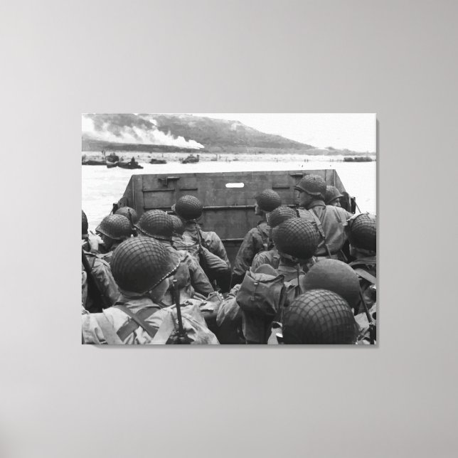 D-Day Soldiers In A Higgins Boat Canvas Print (Front)