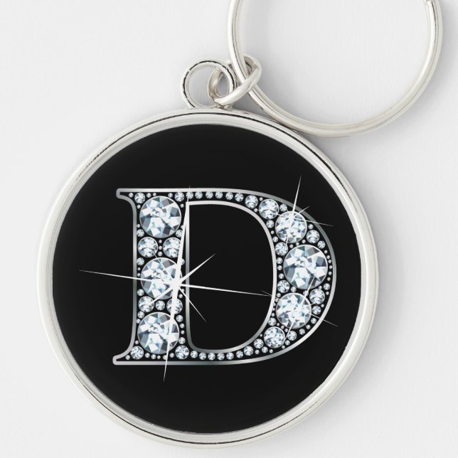 "D" Diamond Bling Keychain (Front)