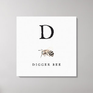 "D" Digger Bee Canvas Print