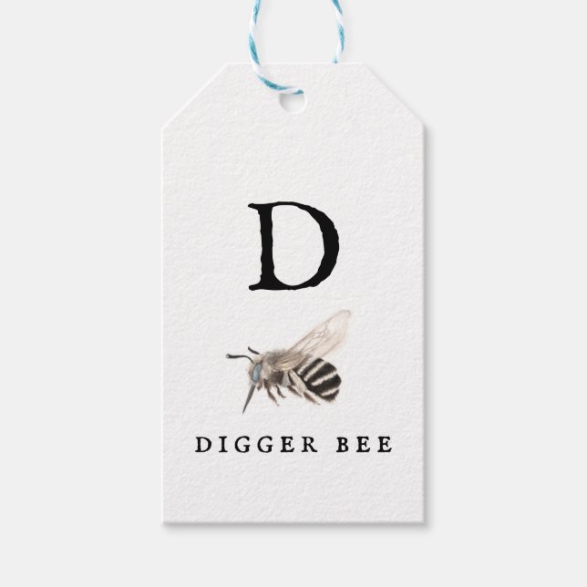 "D" Digger Bee Gift Tags (Front)