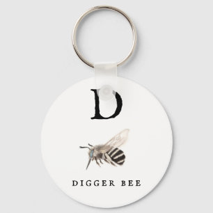 "D" Digger Bee Keychain