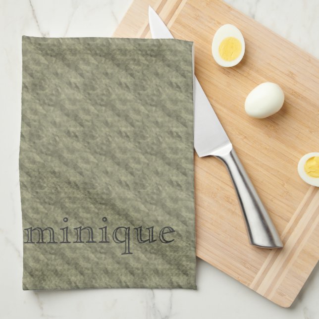D - Embossed Vintage Monogram (Gold) Kitchen Towel (Quarter Fold)