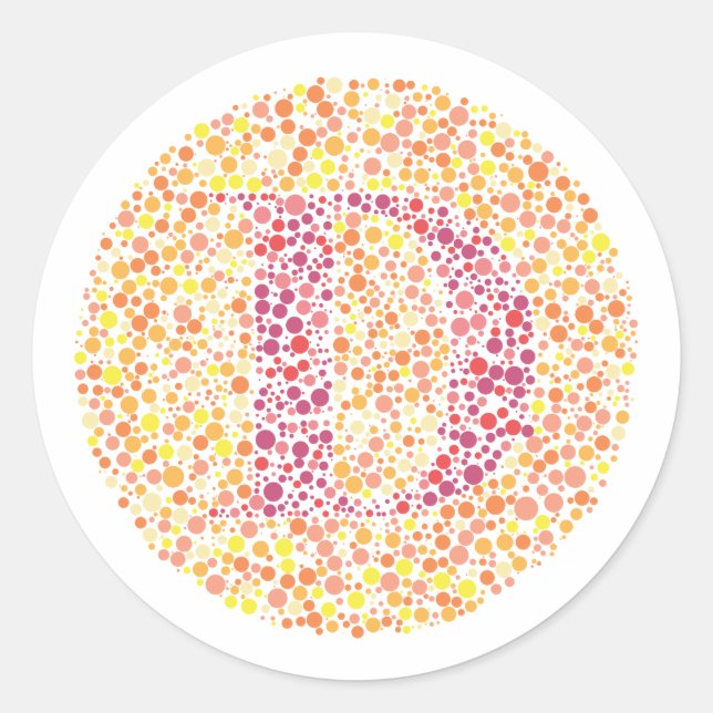 “D” Eye Test Letter Classic Round Sticker (Front)