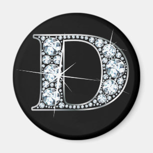 "D" Faux-"Diamond Bling" Magnet