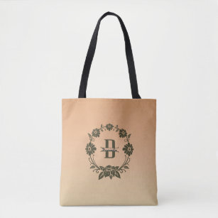 D-Floral Letter-Personalized Flowery Font Bridal   Tote Bag