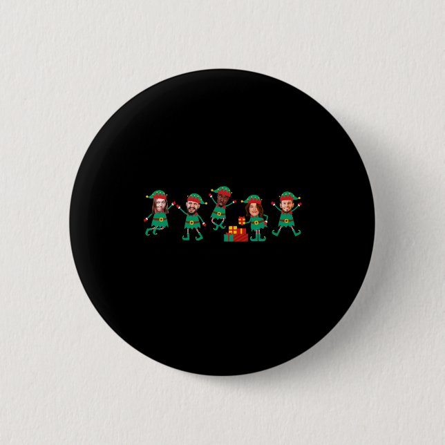D Funny Face Photo Christmas Elf  2 Inch Round Button (Front)