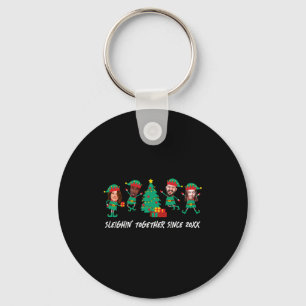 D Funny Face Photo Christmas Elf Keychain