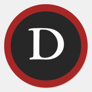 D : Initial D Letter D Red, White & Black Sticker