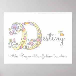 D initial Destiny girls name meaning poster