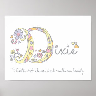 D initial Dixie girls name meaning poster