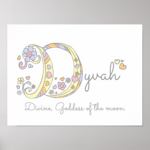 D initial Dyvah filles nom signifiant affiche