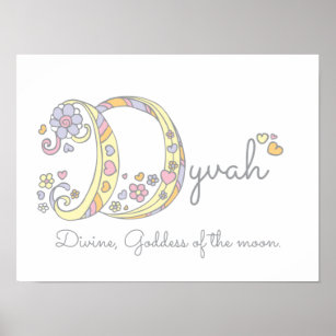 D initial Dyvah girls name meaning poster